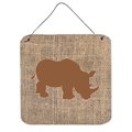 Micasa Rhinoceros Burlap And Brown Aluminium Metal Wall Or Door Hanging Prints MI757982
